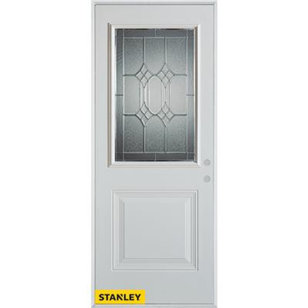 Orleans Zinc 1/2 Lite 1-Panel White 32 In. x 80 In. Steel Entry Door - Left Inswing