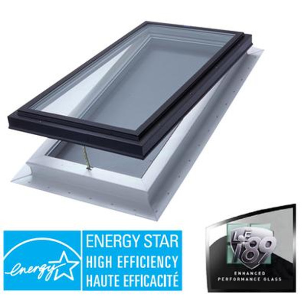 Venting Manual Self Flashing Double Glazed LoE3 i89 Glass Skylight - 2 Feet x 4 Feet - Black Frame