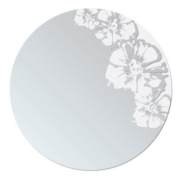 Flaunt Mirror with Frosted and Transparent Floral Design; 24-Inch