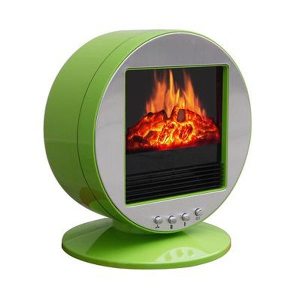 FPE-437-F Desktop Fireplace / Space Heater - Green/Silver