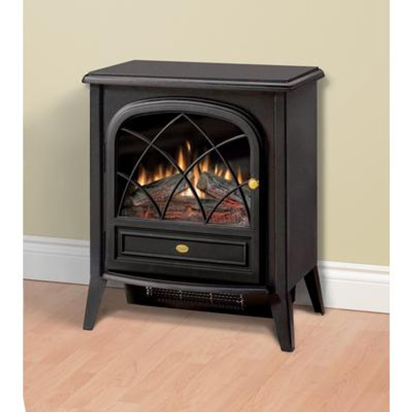 Compact Electric Stove with Detailed Door; Black Finish