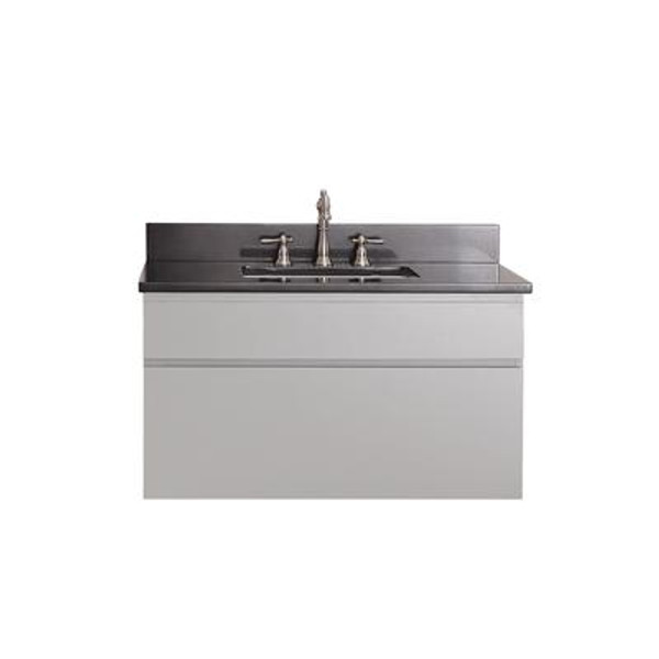 Tribeca 36 In. Vanity in Chilled Gray with Granite Vanity Top in Black