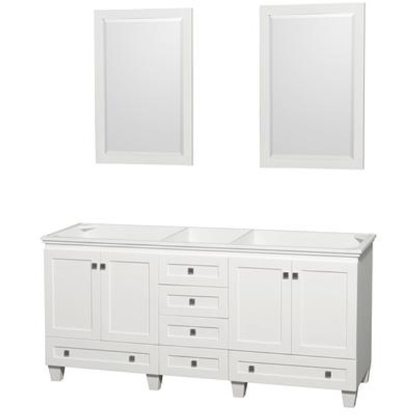 Acclaim 72 In. Double Vanity with Mirrors in White