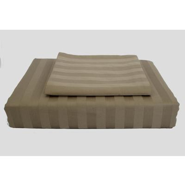 300TC Damask Stripe Duvet Cover Set; Mink; King