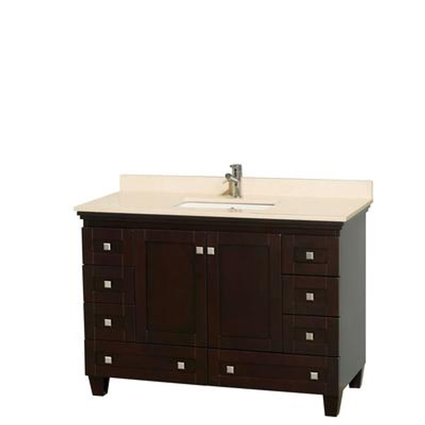 Acclaim 48 In. Single Vanity in Espresso with Top in Ivory with Square Sink and No Mirror