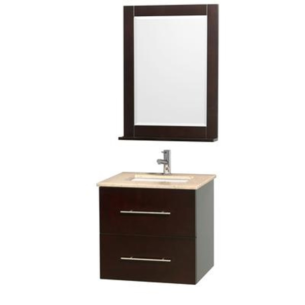 Centra 24 In. Vanity in Espresso with Marble Vanity Top in Ivory and Undermount Sink