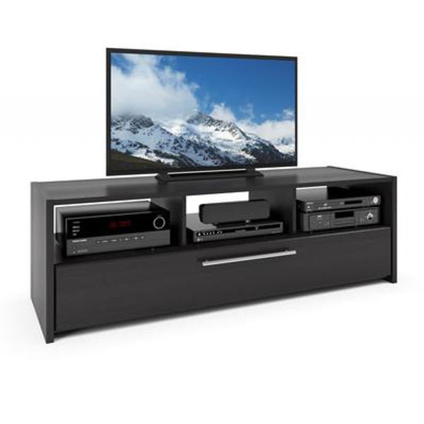 TNP-608-B Naples TV/Component Bench in Wood Grain Black