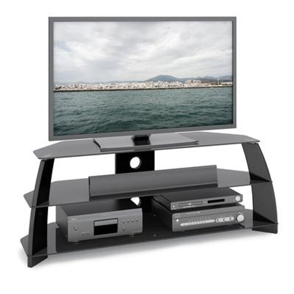 TAP-509-T Taylor Glossy Black TV Stand with Glass Shelves