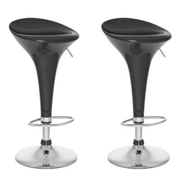 B-101-BAD Form Fitted Adjustable Bar Stool in Black Gloss; set of 2