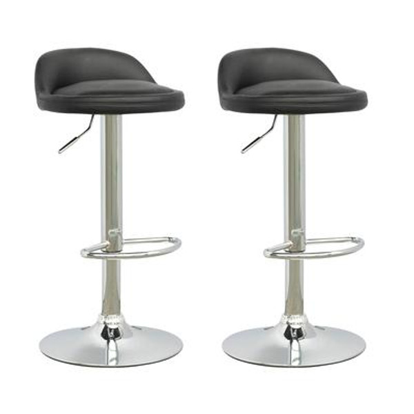 DPU-506-B Low Profile Adjustable Barstool in Black Leatherette; set of 2