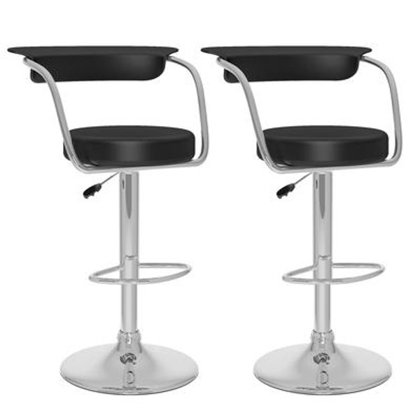 B-107-UPD Open Back Adjustable Bar Stool in Black Leatherette; set of 2