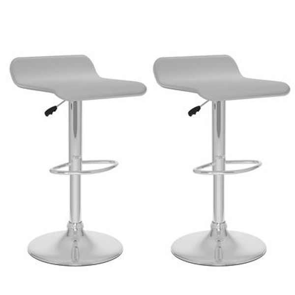 B-812-VPD Curved Adjustable Bar Stool in White Leatherette; set of 2