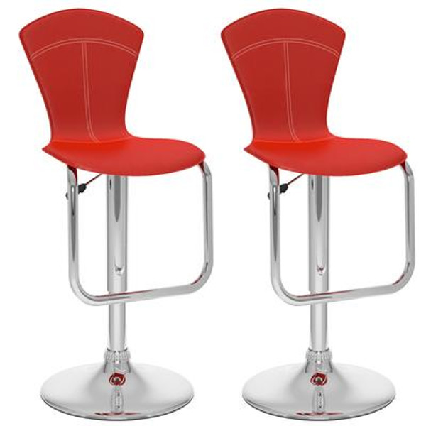 B-252-VPD Tapered Full Back Adjustable Bar Stool in Red Leatherette; set of 2