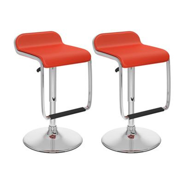B-652-VPD Adjustable Bar Stool with Footrest in Red Leatherette; set of 2