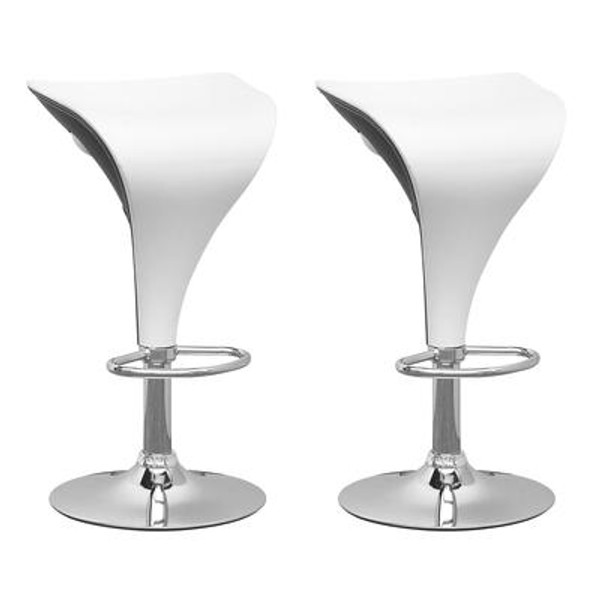 DPV-415-B Adjustable Two Toned Barstool in White and Black; set of 2