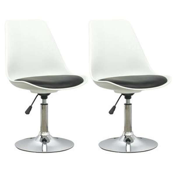 DAB-200-C Adjustable Chair in White with Black Leatherette Seat; set of 2