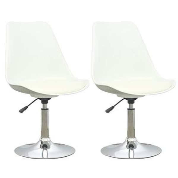 DAB-210-C Adjustable Chair in White with White Leatherette Seat; set of 2