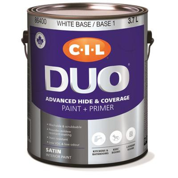 CIL DUO Interior Kitchen & Bath Satin White Base / Base 1; 3.7 L