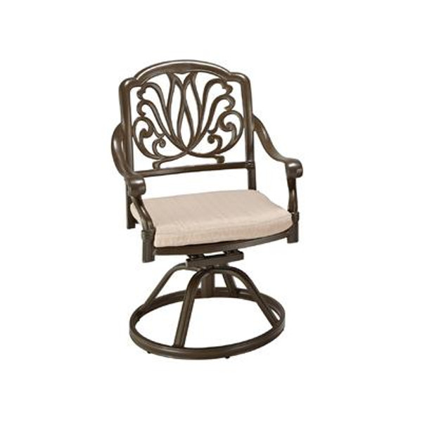 Floral Blossom Taupe Swivel Chair