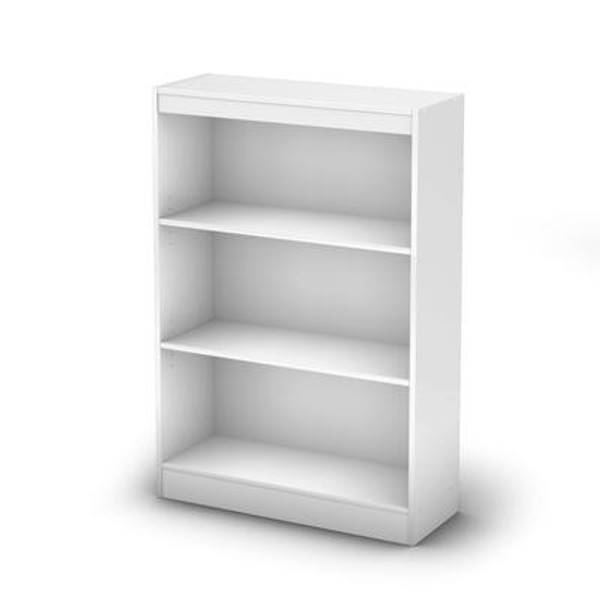 Axess Collection 3-Shelf Bookcase Pure White
