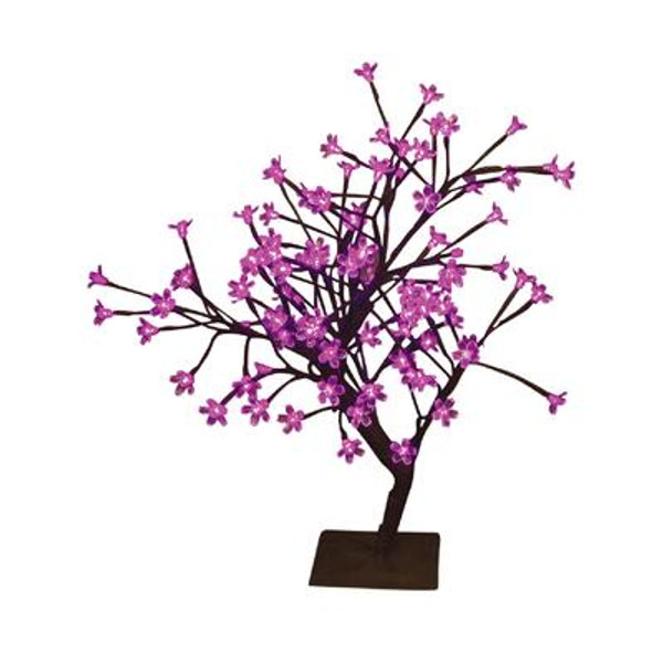 Floral Lights &#150; Table Top Bonsai Tree- Indoor / Outdoor; 96 Pink LED Lights; 22 Inch  high; AC adaptor