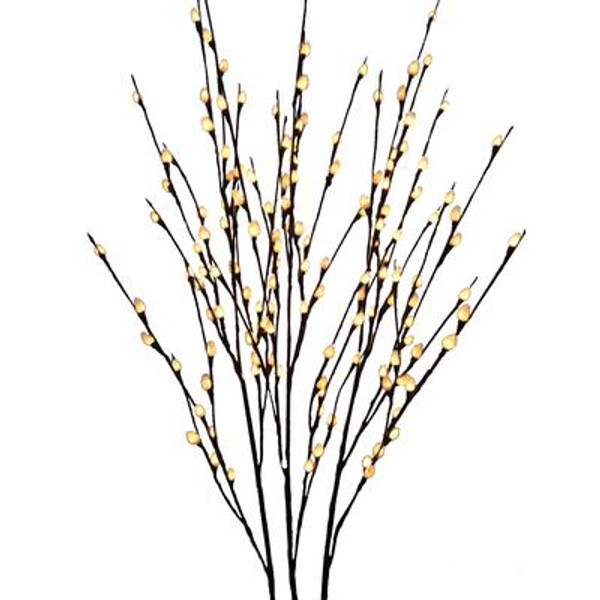 Floral Lights - Lighted Pussy Willow Branch (Set of 3 branches); with 144 lights; Indoor only; 48 Inch H