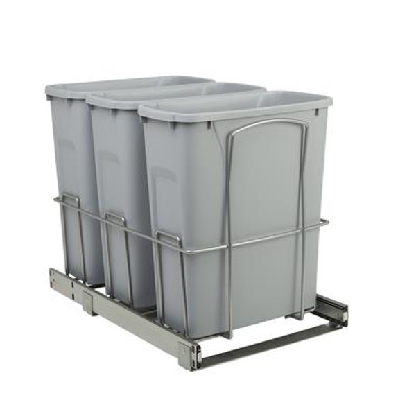 14.375 X 23.125 X 17.56 In-Cabinet Triple Soft-Close Bottom-Mount 20 Qt. Pull-Out Trash Can