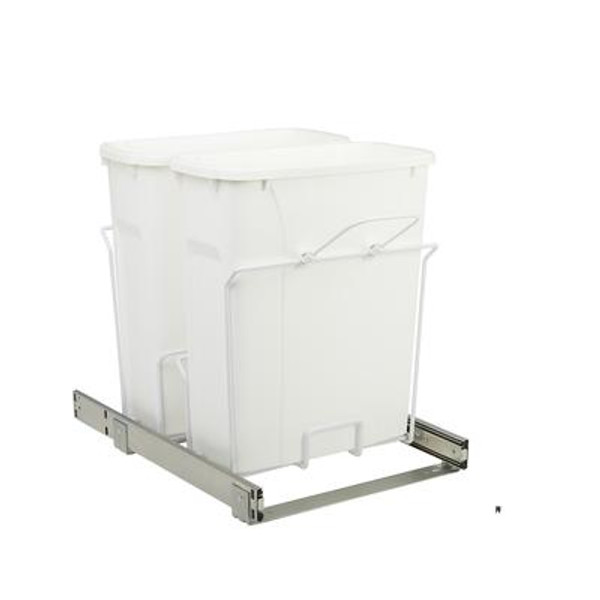 20.125 X 14.375 X 17.313 In-Cabinet Double Soft-Close Bottom-Mount 20 Qt. Pull-Out Trash Can