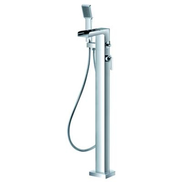 Flow Spout From Floor with Hand Shower - Chrome