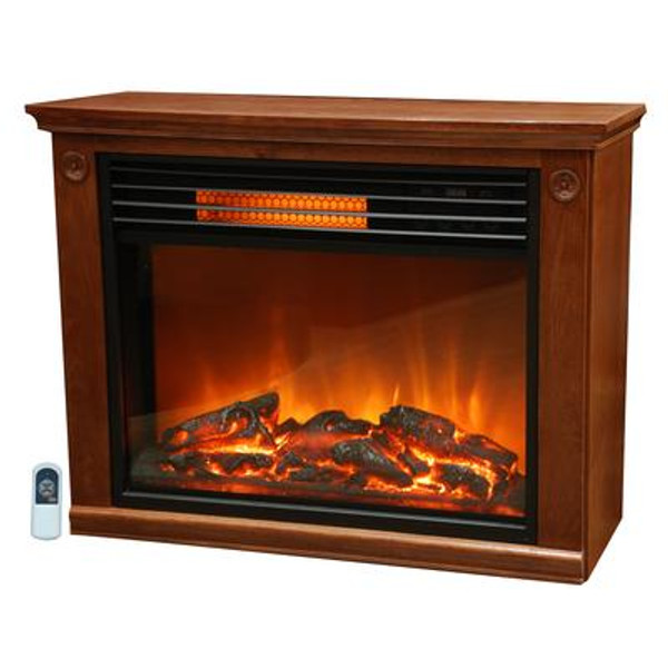 Easy Set Large Room Infrared Fireplace Heater Includes All Wood Mantle & Remote