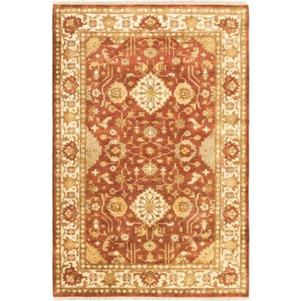 Hand-knotted Finest Ushak Dark Orange-Red Rug - 6 Ft. x 9 Ft. 0 In.