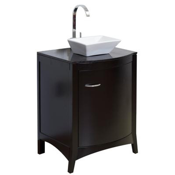 22 In. W x 20 In. D Traditional Birch Wood-Veneer Vanity Set in Matte Black