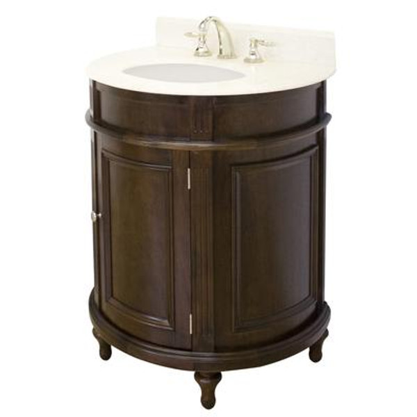 30 In. W x 21 In. D Traditional Birch Wood-Veneer Vanity Set in Walnut