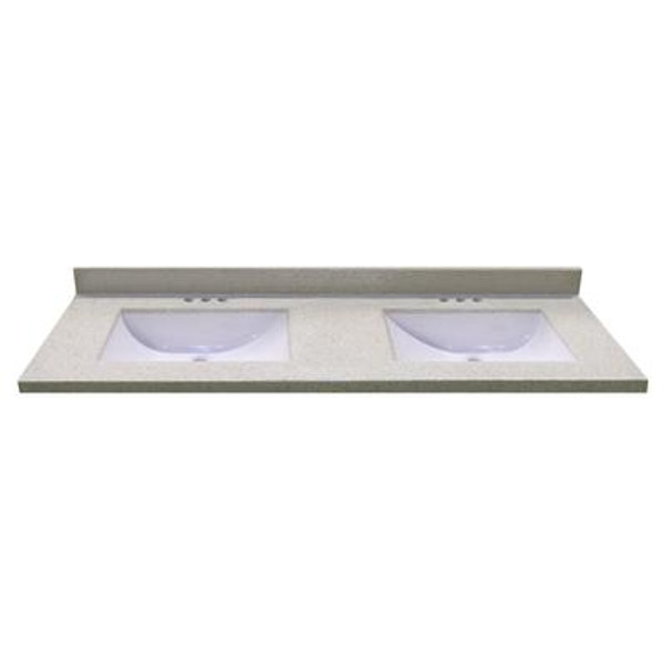 61 In. W x 22 In. D Dune Vanity Top with 2 Wave Bowls