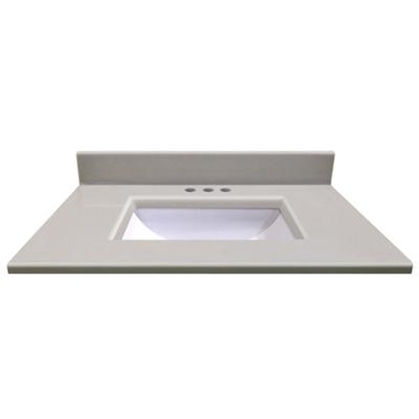 31 In. W x 22 In. D Montreal Snowdrift Vanity Top with Undermount Wave Bowl