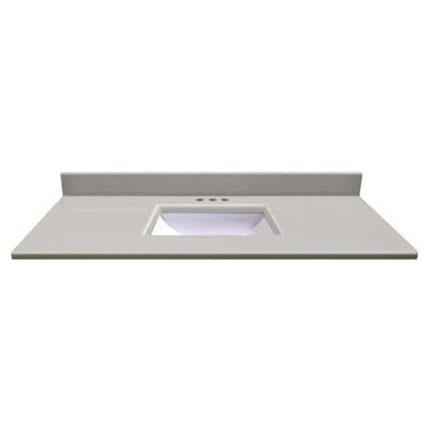49 In. W x 22 In. D Montreal Snowdrift Vanity Top with Undermount Wave Bowl