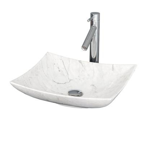 Arista Vessel Vanity Bathroom Sink in White Carrera Marble