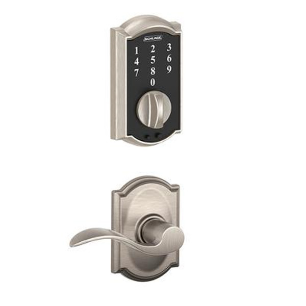 Schlage Touch Combination Camelot Accent Satin Nickel
