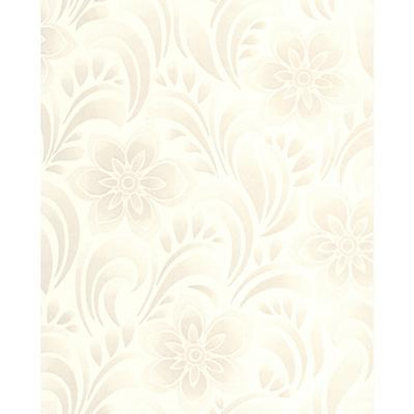 Jacquard Floral White Wallpaper Sample