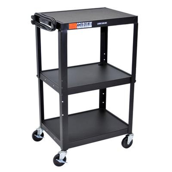 Steel Adjustable Height AV Cart - 3 shelves 25x19x22