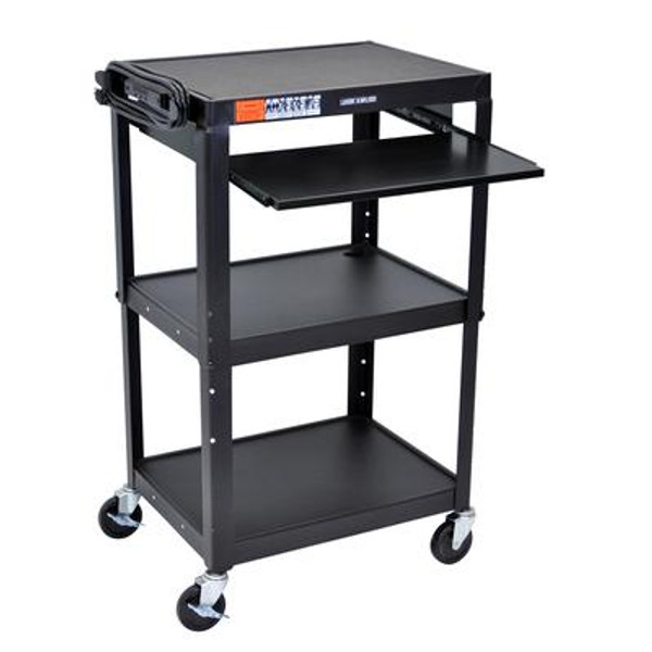 Adjustable Height Steel Cart With Pullout Keyboard Tray 25x19x22