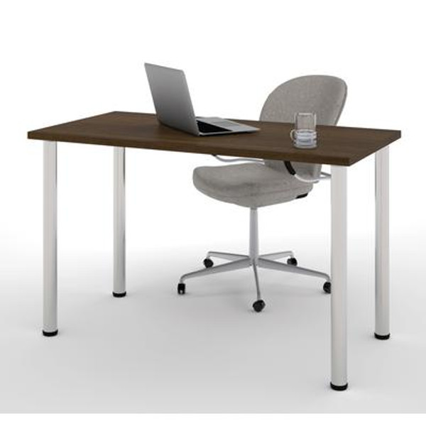 Bestar Table With Round Metal Legs In Tuxedo