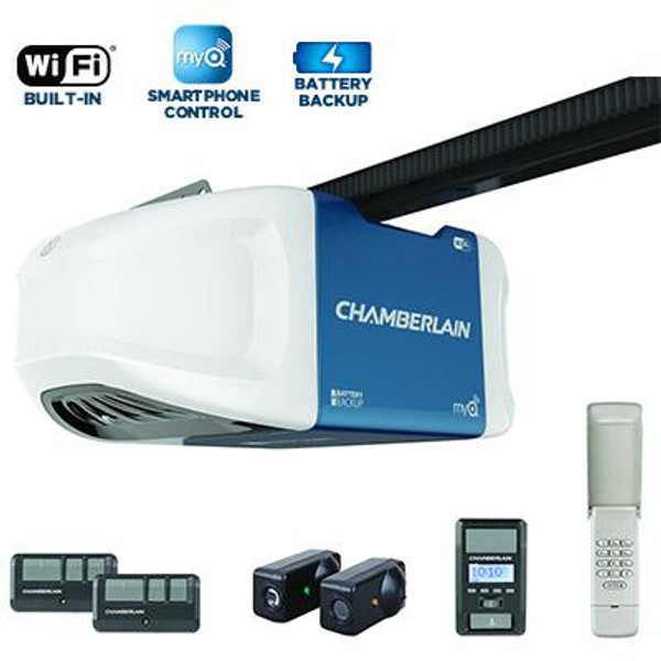 1-1/4 HPS Smartphone-Controlled Wi-Fi Garage Door Opener With Battery Nackup And Ultra-Quiet Operation