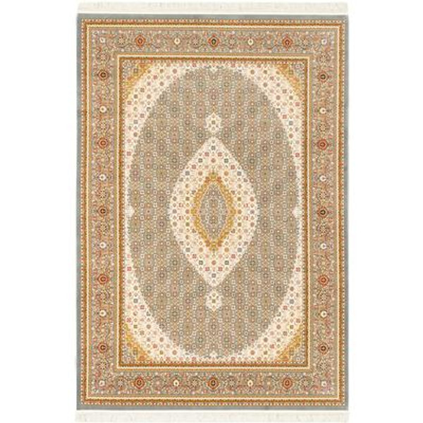 Hand loomed King David Gray Silk Rug - 7 Ft. 10 In. x 11 Ft. 2 In.