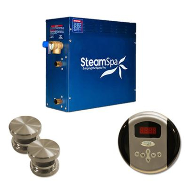 SteamSpa Oasis 10.5kw Steam Generator Package in Brushed Nickel