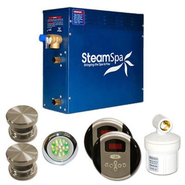 SteamSpa Royal 12kw Steam Generator Package in Brushed Nickel