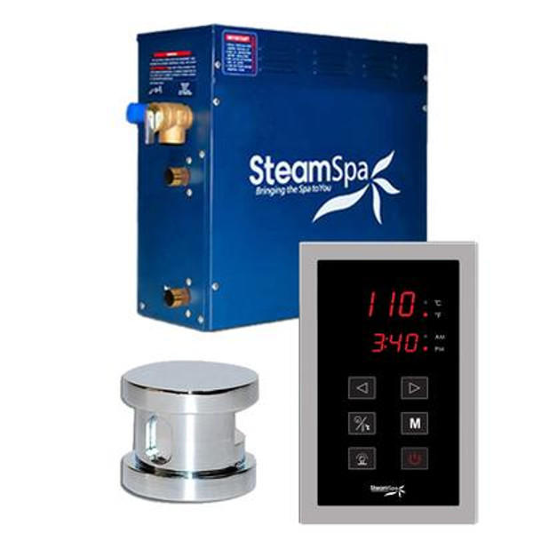 SteamSpa Oasis 9kw Touch Pad Steam Generator Package in Chrome