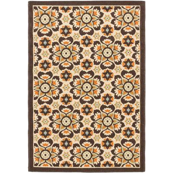 Tropicana Cream Dark Brown&nbsp; Rug - 3 Ft. 3 In. x 4 Ft. 11 In.