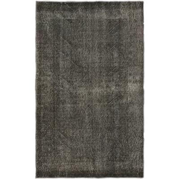 Hand-knotted Anatolian Overdyed Dark Gray Gray Rug - 3 Ft. 10 In. x 6 Ft. 4 In.