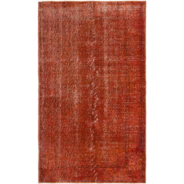 Hand-knotted Anatolian Overdyed Dark Orange Rug - 4 Ft. x 6 Ft. 8 In.